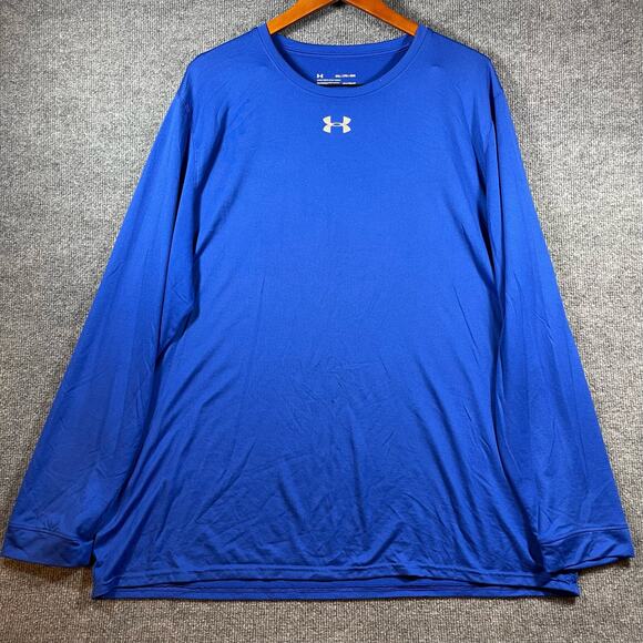 Under Armour Loose Heat Gear T-Shirt Men's 2XL Blue Long Sleeve Activewear - Picture 1 of 8